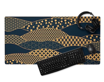 Dessous de table motif japonais : design traditionnel doré et noir, XL étendu