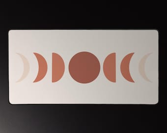 Boho Earthy Moon Phase Desk Mat – Premium Celestial Gaming and Office Mouse Pad, Durable Non-Slip Desk Mat