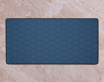 Tapis de bureau vague japonais, motif Seigaiha, grand sous-main