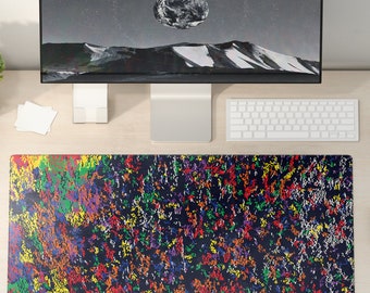 Peinture d'art abstrait de la forêt dans l'obscurité étendue Extra Large Size Premium Desk Pad & Keyboard Mat