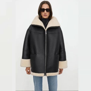 Oversized shearling top jacket women's