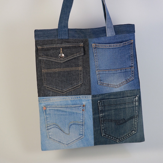 Denim tote top bags online