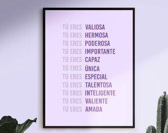 TU ERES AFIRMACIÓN | Latina Feminist Poster, Feminist Wall Art, Art Print, Girl Power Art, Empowered Women Print, Latina Girl Room