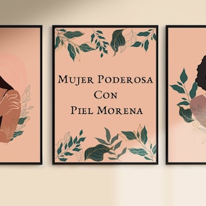 Mujer Poderosa Con Piel Morena Trio | Digitaldruck, Latina Kunstdruck, Afro Latina Digital Art, Latina Wandkunst, Feministische Kunst, Mexiko Kunst