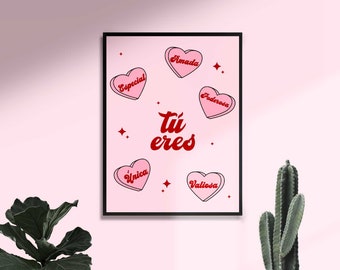 TÚ ERES AFIRMACIÓN | Galentine | Latina Feminist Poster, Girl Power Art, Empowered Women Print, Latina Girl Room