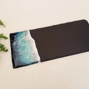 Serving Plate Ocean Slate with Epoxy Resin