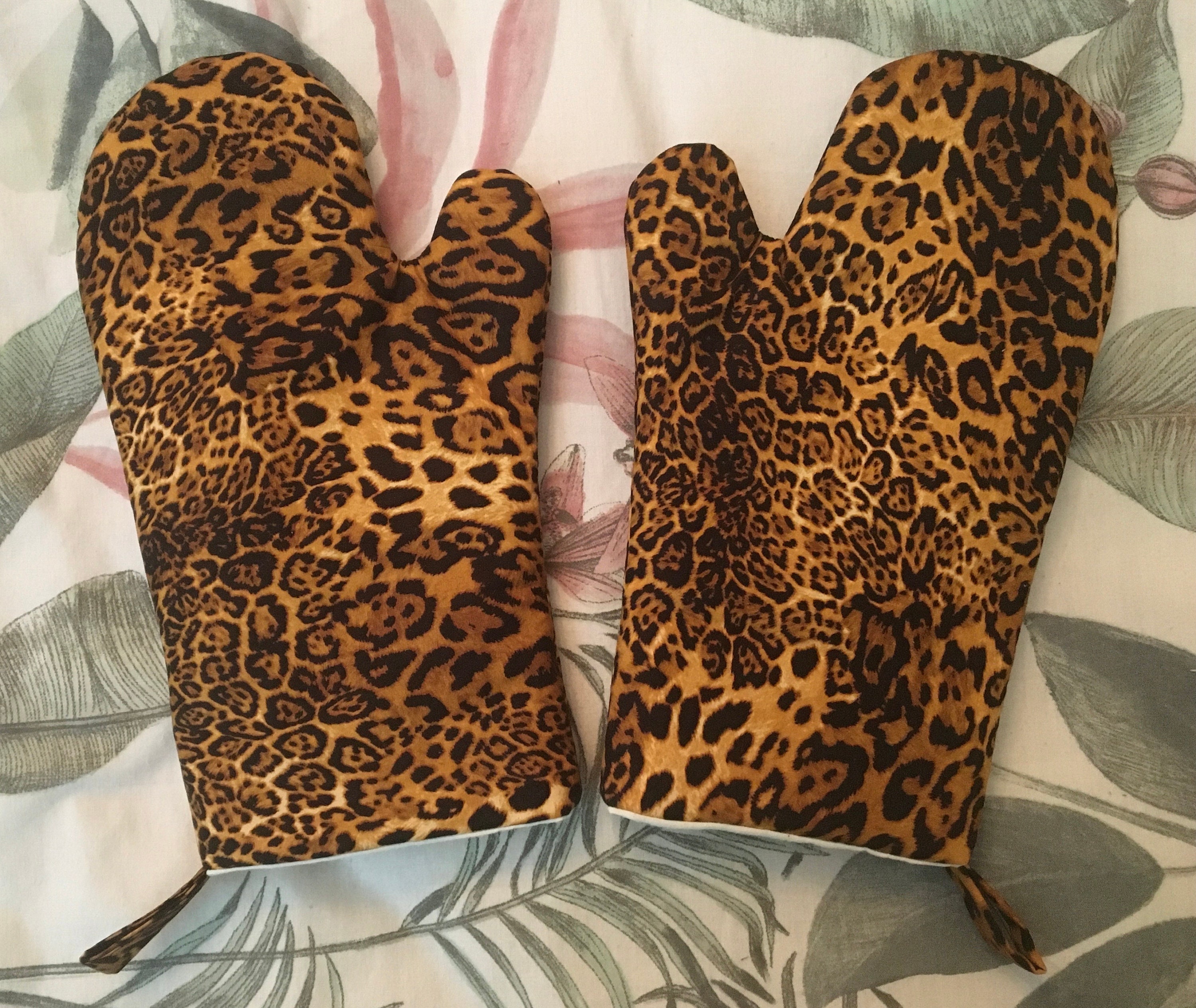 Leopard leather gloves deals