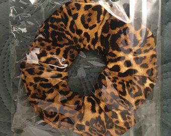 Brand new hair scrunchie in leopard cheetah animal print fabric ideal Mother’s Day easter holiday or birthday gift