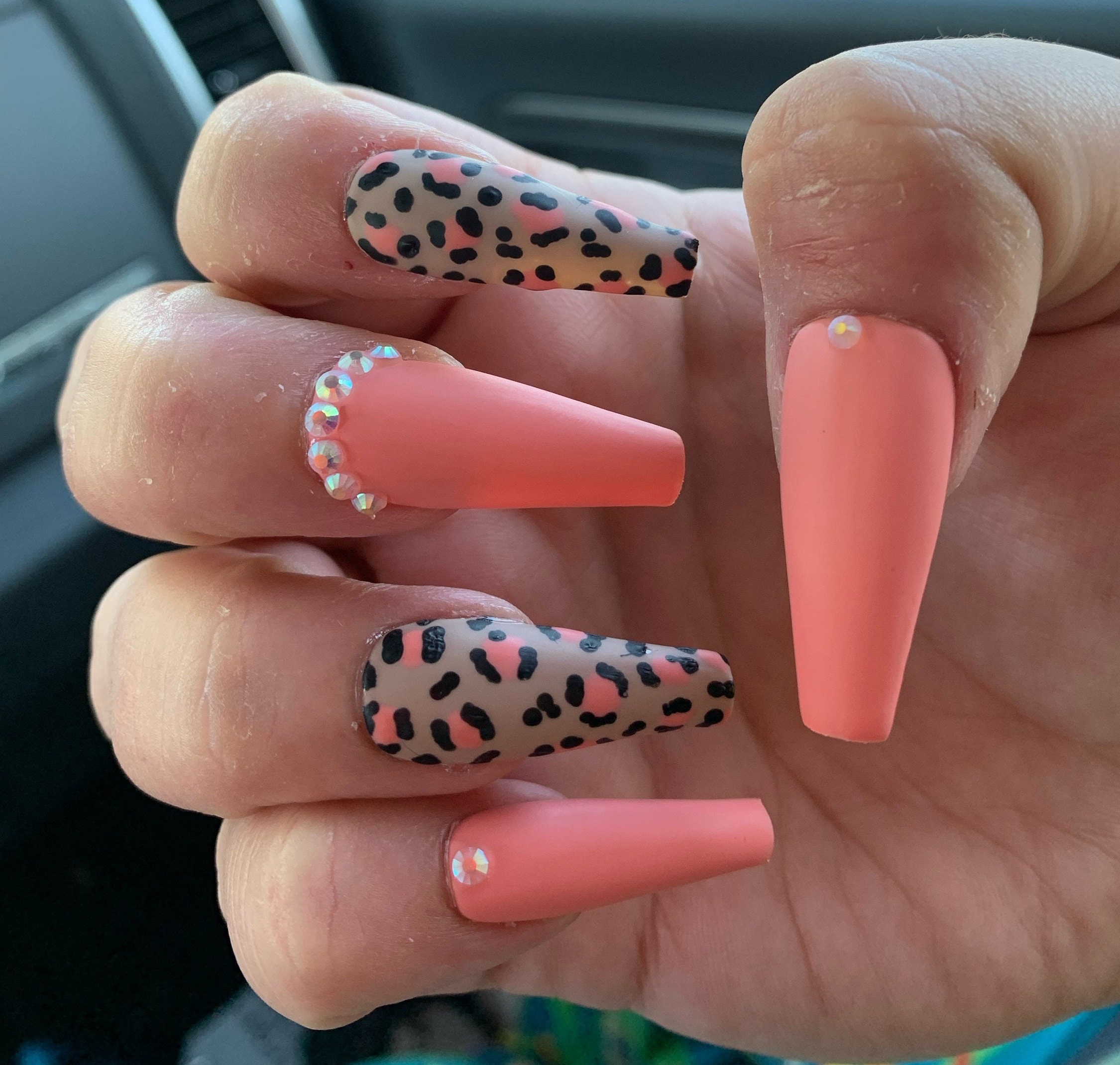 Coral Cheetah Matte Press on Nails - Etsy Australia