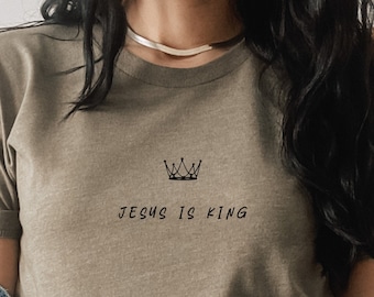 Jesus is King Shirt, Christian Tshirt, Christian Clothes, Worship Shirt, Christian Merch, Christian Streetwear, Faith Based Clothing, Jesus