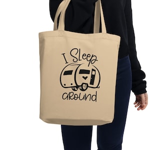 I Sleep Around Tote Bag, Camping Bag, Hiking Tote Bag, Camper Tote Bag, Camper Organization, RV Tote Bag