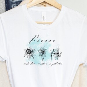 Birth Flower Shirt, March Birth Flower, Birth Month Tshirt, Zodiac Sign Graphic Tee, Pisces Clothes, March Birthday Gift