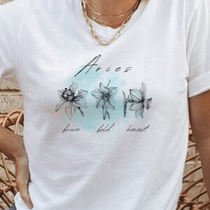 Birth Month Flower Shirt, March Birth Flower, Birth Month Tshirt, Zodiac Sign Graphic Tee, Aries Clothes, March Birthday Gift