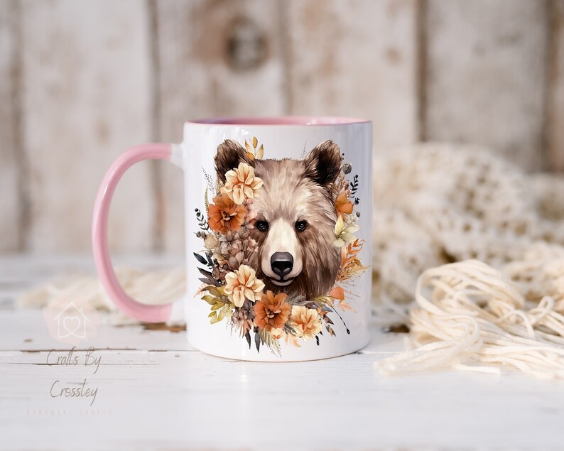 Floral Bear Mug: Personalized Boho Gift design 5
