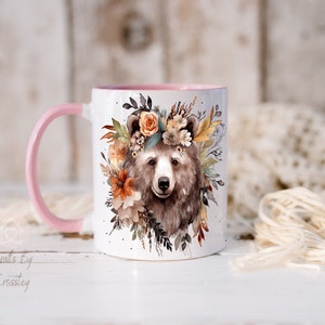 Floral Bear Mug: Personalized Boho Gift design 4