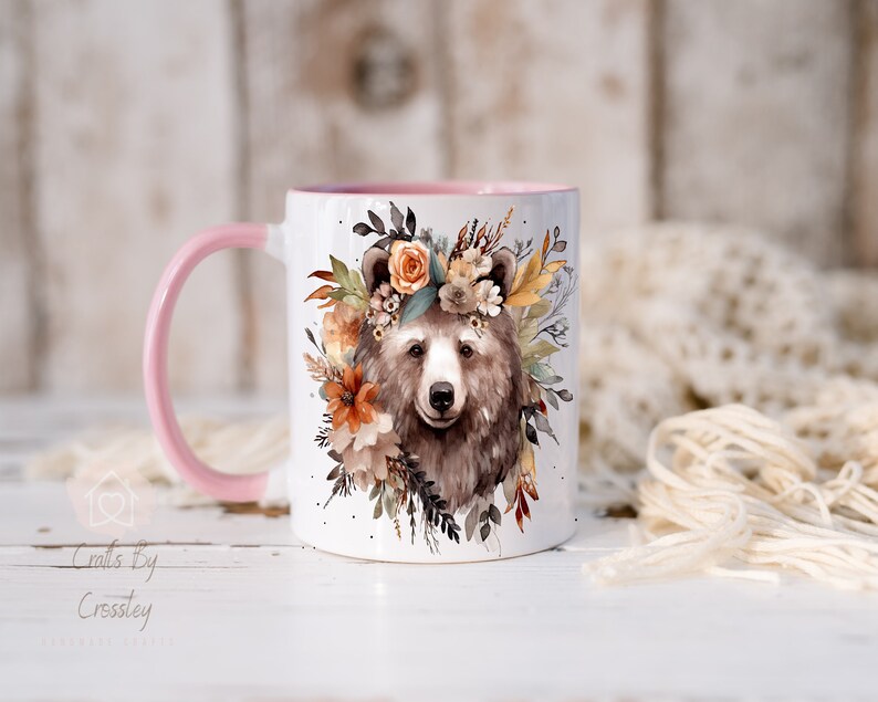 Floral Bear Mug: Personalized Boho Gift design 4