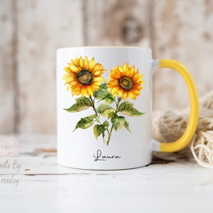 Taza de girasol, posavasos de girasol, regalo de taza, regalo para ella, regalo de cumpleaños, regalo de Navidad, girasoles, regalo de girasol, regalo para amigo