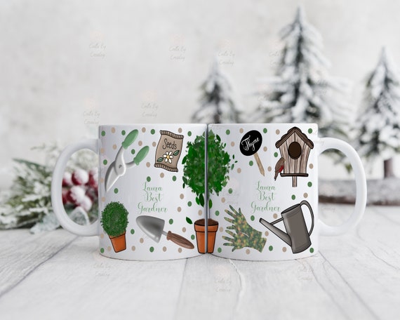 Personalized Gardening Mug and Coaster Set: Gardener Gift