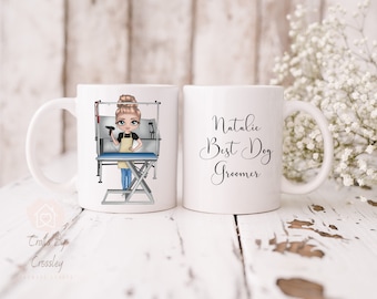 Personalised Dog Groomer mug, gift for dog groomer, birthday gift, create a character, custom dog groomer mug, Christmas gift, mug gift