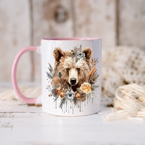 Floral Bear Mug: Personalized Boho Gift design 3