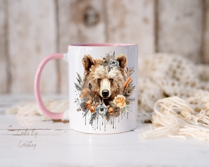 Floral Bear Mug: Personalized Boho Gift design 3