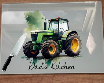 Personalised tractor chopping board, Chopping board, red tractor, green tractor, pink tractor, kitchen gift, tractor gift, Christmas gift