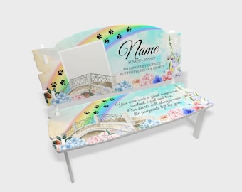 Personalized Pet Memorial Bench: Rainbow Bridge Keepsake