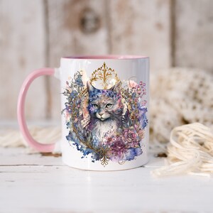 Floral Cat Mug & Coaster Set: Personalized Cat Lover Gift image 2