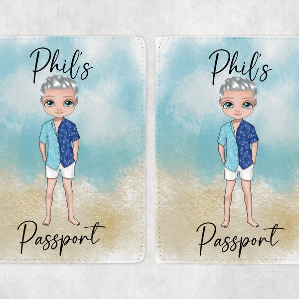 Personalised Passport Cover, Grandad passport cover, Custom Faux Leather Passport Holder, luggage tag, travel set, Dad passport cover