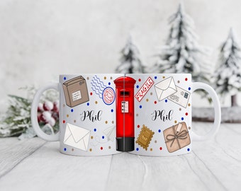 Personalized Postman Mug Royal Mail Worker Gift, mug set, post woman