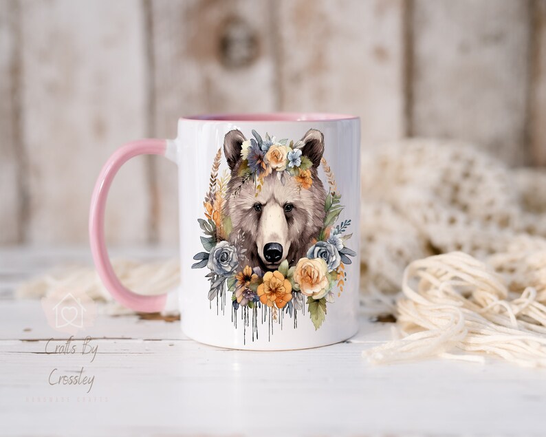 Floral Bear Mug: Personalized Boho Gift Design 6