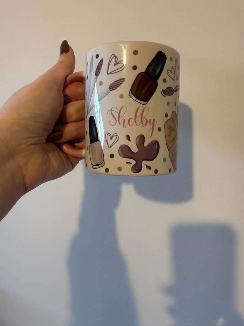 Nail tech mug, nail tech gift, gift for nail tech, nail varnish mug, birthday gift, Christmas gift, friend gift ,mum gift, nail tech coaster afbeelding 2