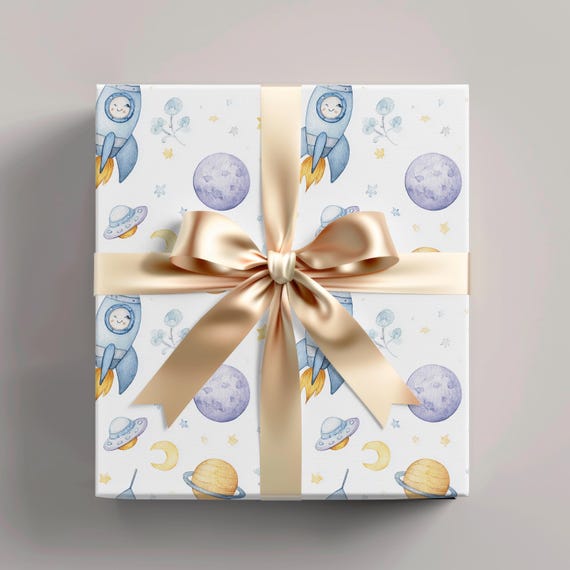Space Wrapping Paper: Astronauts, Planets, Rockets - 3 A3 Sheets