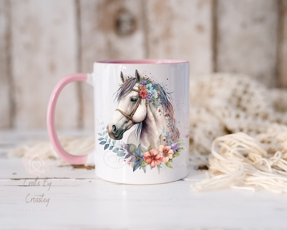 Floral Horse Mug: Personalized Horse Lover Gift