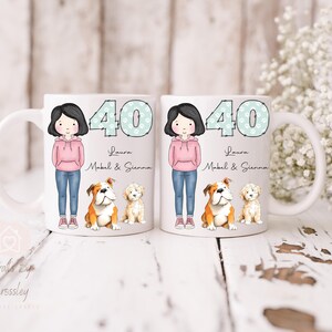Personalised Birthday mug, any age, dog mug, dog owner birthday mug, birthday gift, 18th, 21st, 30th,40th,50th,60th, dog owner, dog breeds image 1