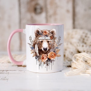 Floral Bear Mug: Personalized Boho Gift design 2