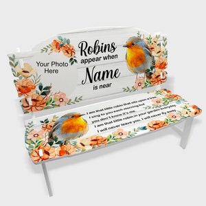 Memorial bench, memorial, mothers day gift, small decoration bench, Acrylic bench, Personalised, Memorial Keepsake, robin, fathers day