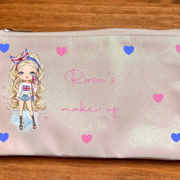 Personalised Glitter Makeup Bag, Personalised Cosmetic Bag ,Birthday gift, gift for her, first make up bag, cosmetic gift, make up gift