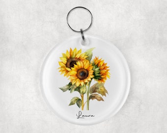 Sunflower keyring, floral  keyring, sunflowers, keychain, gift for her, birthday gift, sunflower gift, gift for mum, gift for friend