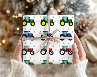 Tractor Christmas Wrapping Paper: A3 Glossy Sheets