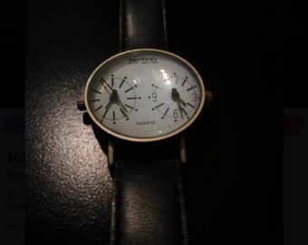 Extrêmement rare Sentinel America vintage Retro Bauhaus Design Watch avec double fuseau horaire et verre de type "bulle".