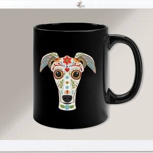 Whippet Dia de los Muertos Coffee Mug | Cute Whippet Mug | Day of the Dead Coffee Cup | Gift For Whippet Lover | Sighthound Merch