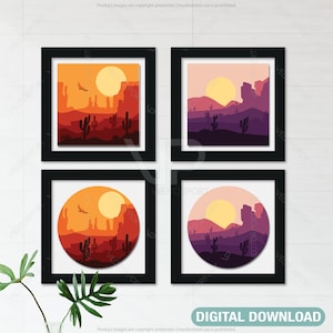 Multi layered Mountains and desert dunes shadow box landscape Frame Wall Digital Download | SVG, DXF, AI |#050|