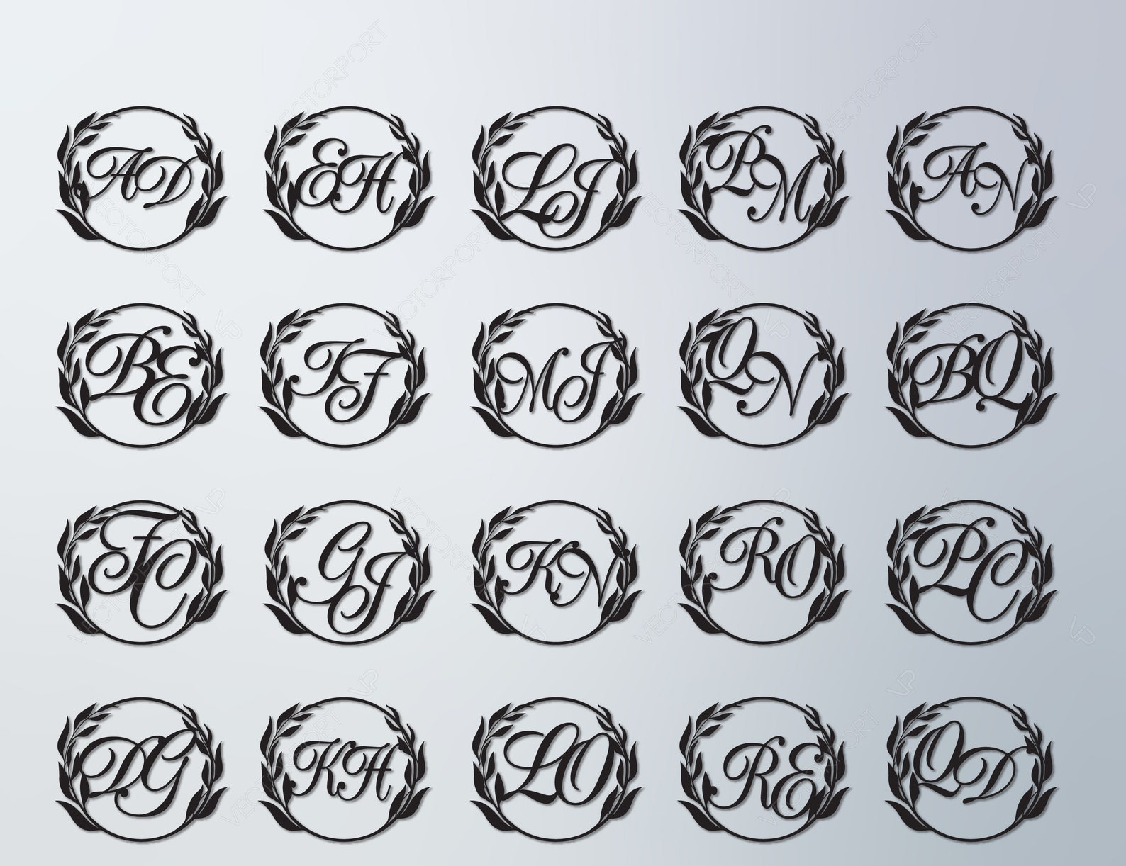 All Two Letter Combination Monogram Alphabet Letters SVG Etsy