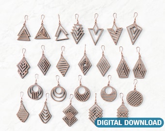 Boucles d'oreilles géométriques élégantes ensemble de pendentifs de bijoux artisanaux décoratifs découpés au laser Téléchargement numérique | SVG, DXF, IA |#047|