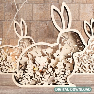 Multi Layer Easter Laser Cut Files Rabbits SVG Layered Bundle, Floral ...