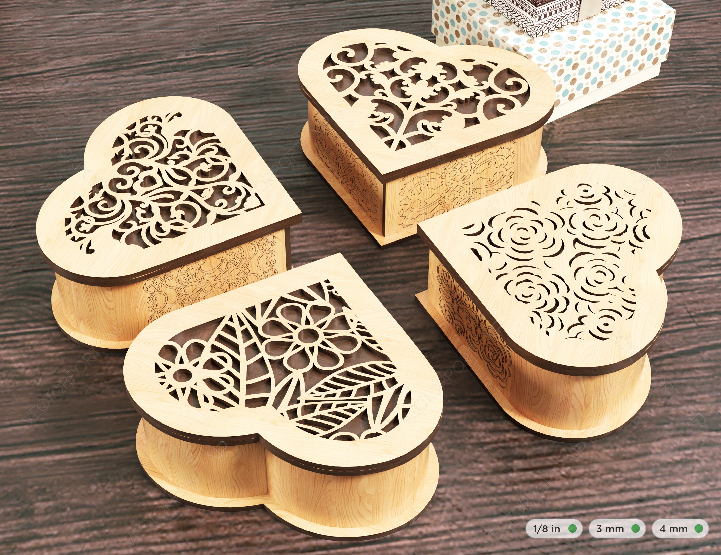 Wooden Heart Shaped Jewelry Laser Cut Box Template Wedding Etsy