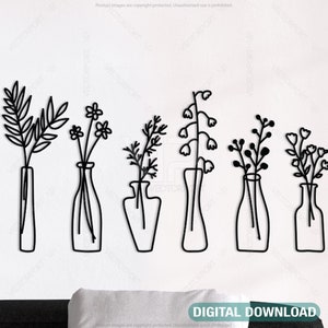 Plant Wall Decor Metal Flower Pot Laser Cut Digital Download | SVG, DXF, AI |#062|