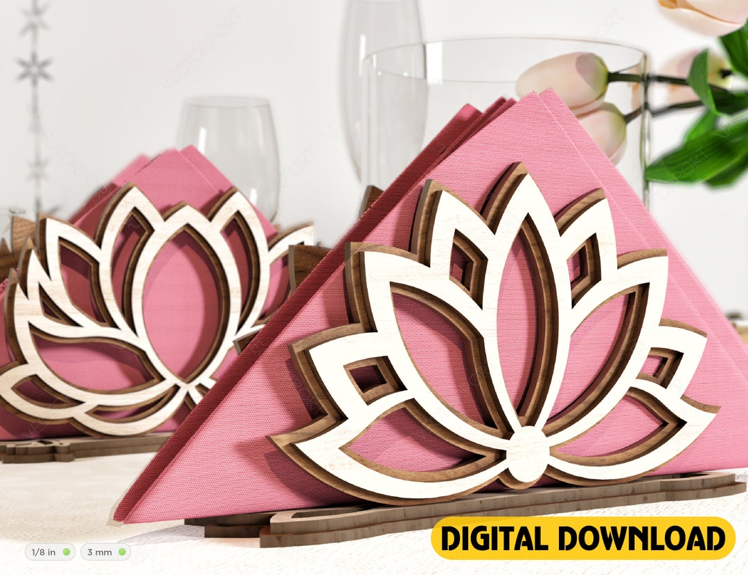 Lotus Flower Decorative Napkin Holder Laser Cut Heart Leaf Rose Shape