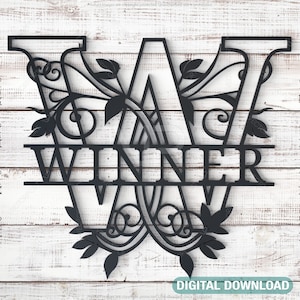 Floral Split Regal Monogram Alphabet Letters Laser Cut Files Digital Download | SVG, DXF, AI |#029|